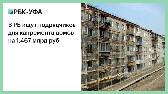 В РБ ищут подрядчиков для капремонта домов на 1,467 млрд руб.